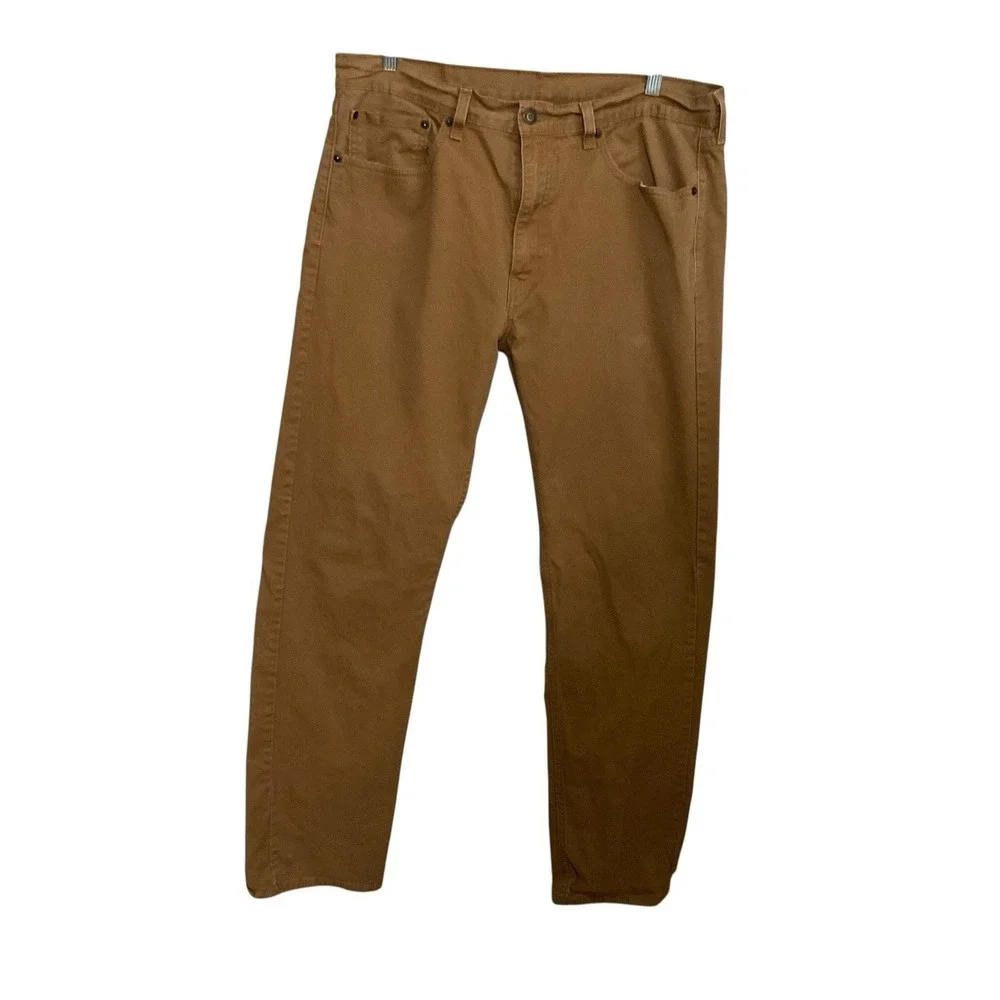 Levis 505 Jeans Mens 36x34 (36X 33) Stretch Regular Straight Leg Brown Casual